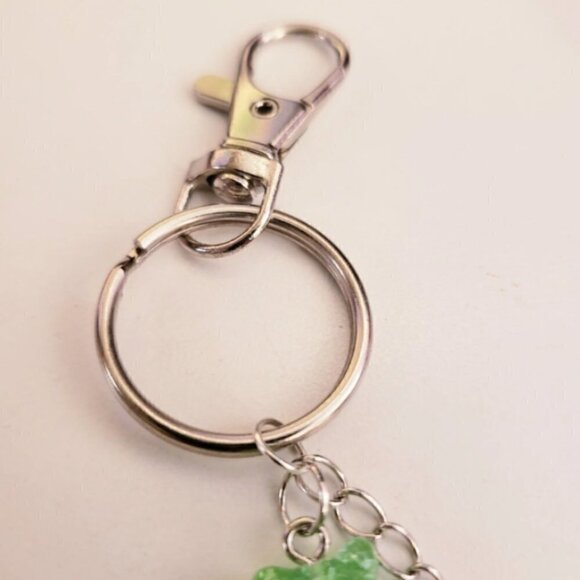 Handmade Green Orange Pink Silver Ombre Glitter Gummy Bear Keychain - Picture 7 of 7